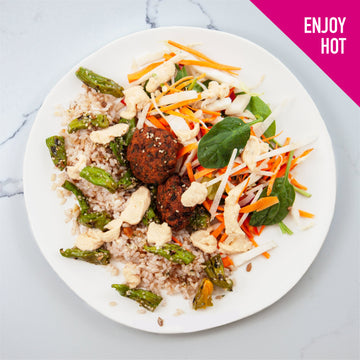 Farmers Falafel Red Matta Rice & Coconut Roasted Chickpea Chutney