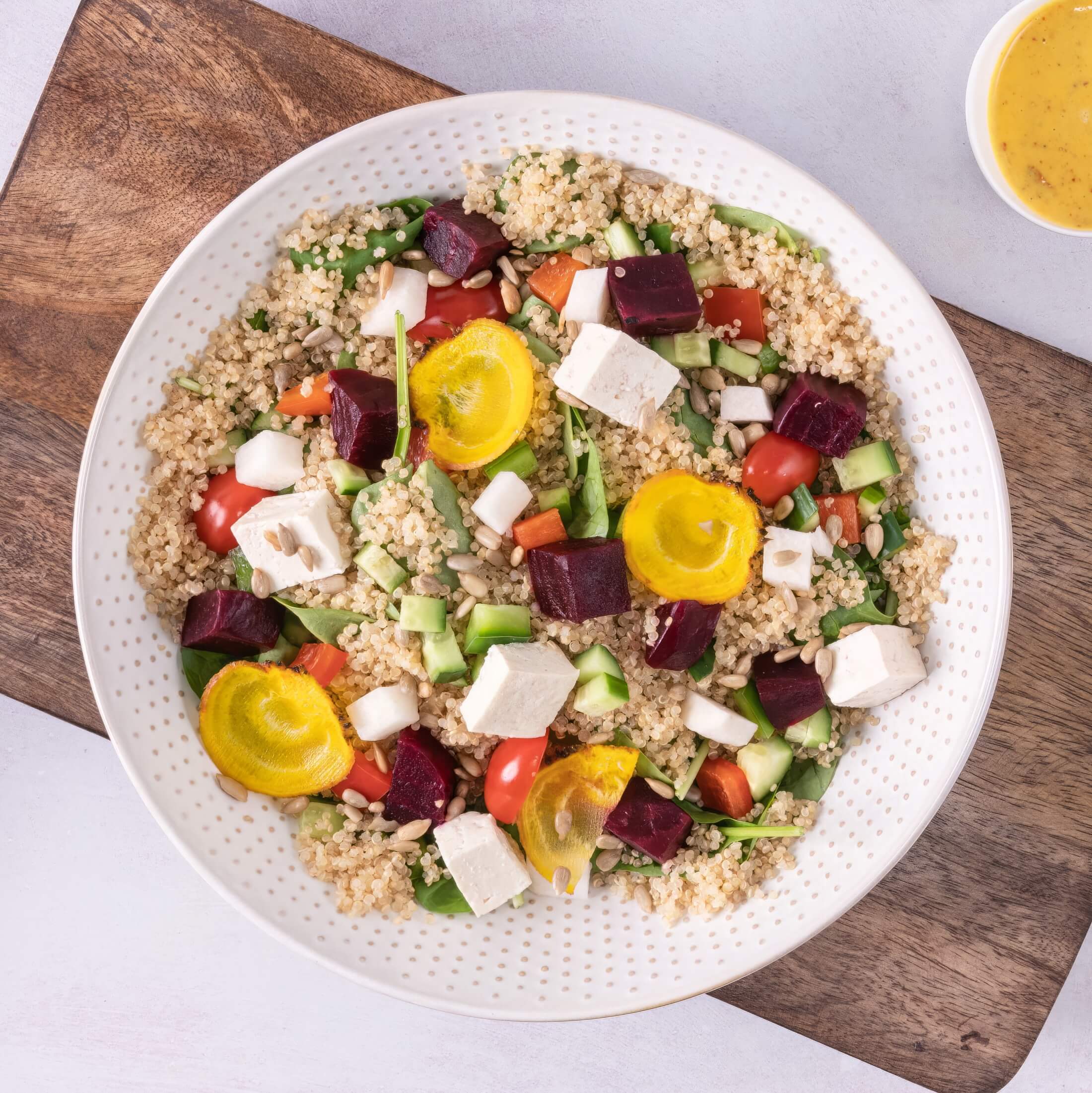 Golden Quinoa Red Beet Salad with Lemon Dressing