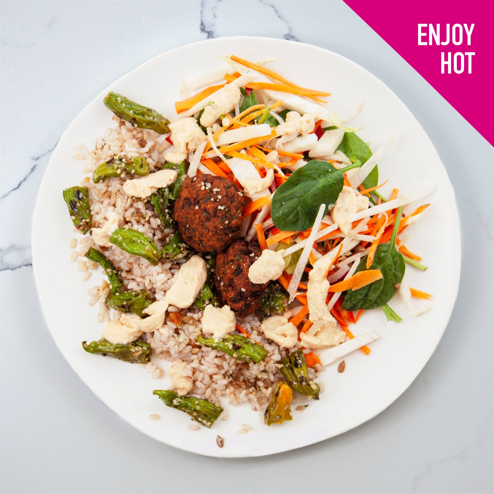 Farmers Falafel Red Matta Rice & Coconut Roasted Chickpea Chutney